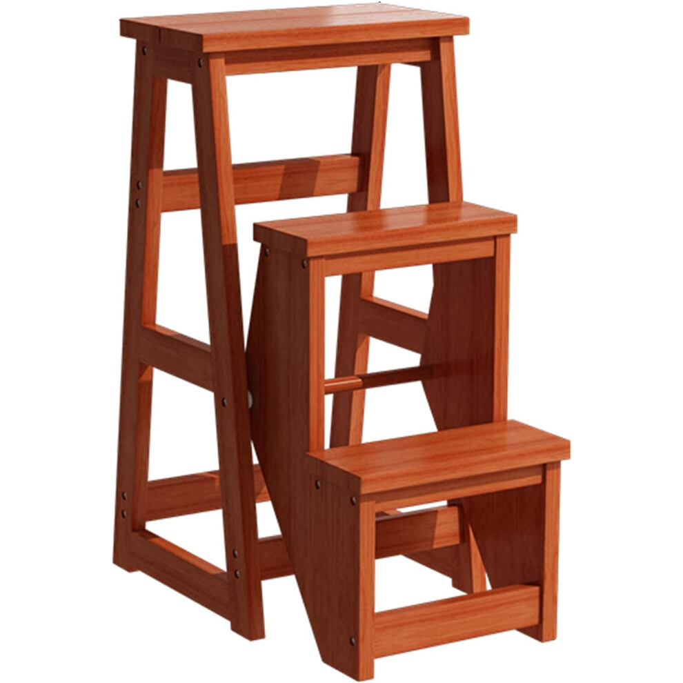 Wooden Folding Step Ladder Chair For Home Library Use, Convertible Stool, 150Kg Load Capacity 9365369753587