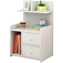 Solid Wood Bedside Table with Double Drawers for Bedroom Bathroom Living Room 40x24x60cm