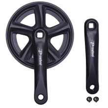 38T Mountain Bike Crankset with Double Chainring Guard, 165mm Aluminum Alloy Crank Arm for City, Electric and MTB