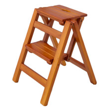 Wooden Step Ladder Stool 2 Step Folding Portable Chair Rack for Home Office Warehouse Plant Stand