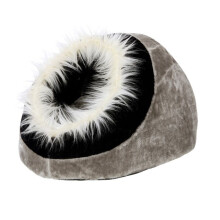 Cesta gruta para gato Pasha cinza e preto