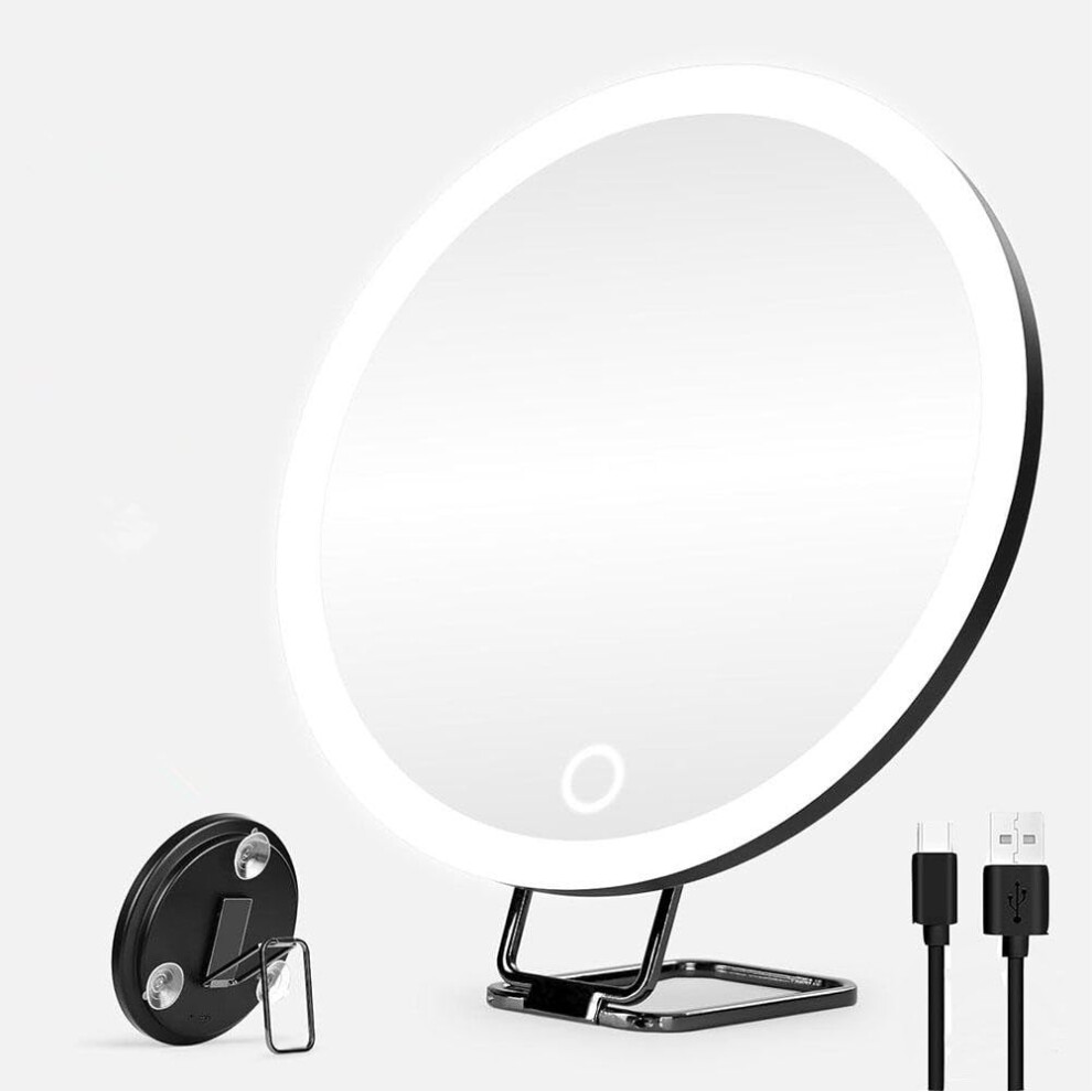 Lighted Makeup Mirror 30X Magnification Rechargeable LED Foldable Design with 3 Color Modes for Travel