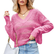 Pulover la modă de toamnă pentru femei, cu guler în V, mânecă lungă, topuri, pulover tricotat ușor, elastic, confortabil, material moale,