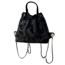 Denim Bucket Bag med snørelukning Blød PU-læderhåndtaske Hobo-skuldertaske til kvinder, rombemønster Slidstærk Holdbar Nem