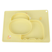Prato de silicone dividido com base de sucção, compatível com a maioria das bandejas de cadeiras altas, próprio para micro-ondas e lava-louças,