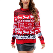 Pulover casual drăguț și urât, tricotat cu nervuri, de Crăciun, moale, cald, confortabil, cu mânecă lungă, guler rotund, atmosferă festivă,