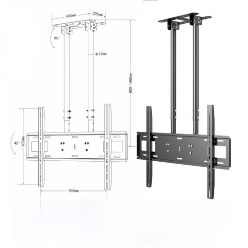 Adjustable universal telescopic ceiling TV mount, suitable for 60-100 inch TVs.