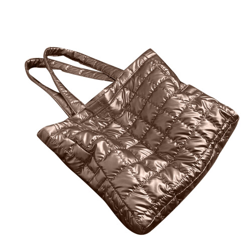 Γυναικεία τσάντα Puffer Tote, καπιτονέ πορτοφόλι με ρομβοειδές καρό σχέδιο, ελαφριά 2