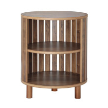Round bedside table with openwork slats, 50 cm high - LIAM