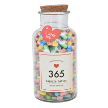 Schattige en originele pilcapsule met liefdesbriefjes in een glazen flesje met blanco berichtpapier. Romantisch cadeau voor stelletjes, vriend of