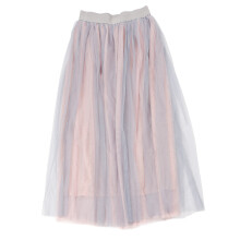 Saia de tule feminina, modelo evasê com camadas de tule e cintura alta, saia maxi fluida e leve de tule, saia plissada respirável para festas.