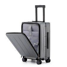 20 Inch Grey Carry On Luggage Spinner Suitcase with 360 Wheels and Smart Interior Compartments