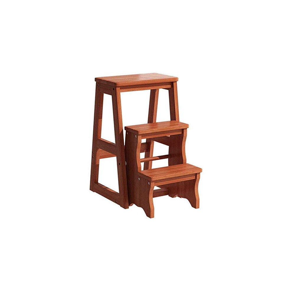 3Tier Wooden Folding Step Stool Ladder With Storage Shelf For Bedroom And Bathroom 9044945665352