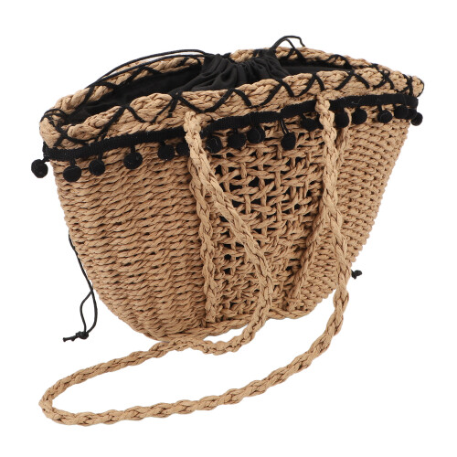 Τσάντα Crossbody από Ψάθα με Κορδόνι για Καλοκαίρι, Τσάντα Διακοπών με Μοναδικό 2