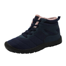 Men's Snow Hiking Boots with Lined Interior, NonSlip Flat Sole, Faux Leather Outdoor Shoes, Dark Blue UK 11