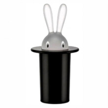 Rabbit Toothpick Holder with Dustproof Lid, Compact Elegant PVC Toothpick Dispenser, Black