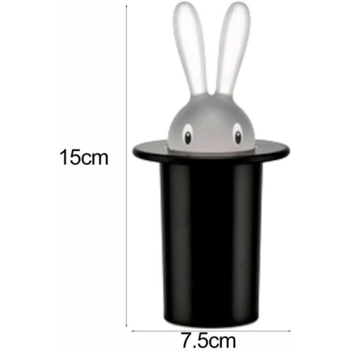 Rabbit Toothpick Holder with Dustproof Lid, Compact Elegant PVC Toothpick Dispenser, Black 2