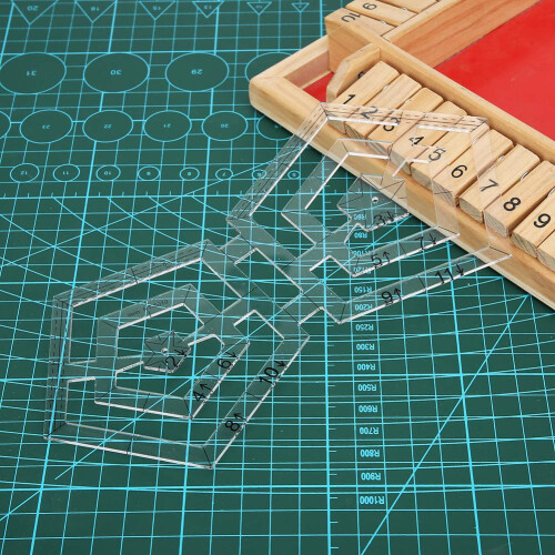 Double Pentagon Quilting Ruler, Transparent Acrylic Sewing Template with DualSize Precision Cutting Guide 2