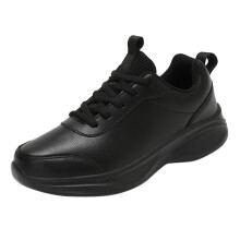 Men's Waterproof Leather Trainers Black with Cushioned NonSlip Sole for Winter Sports 6 UK