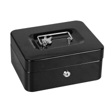 Lockable Cash Box Fireproof Portable Cash Drawer With Removable Money Tray Durable Steel Storage Safe Box With Five Compartments Key Lock Privacy And