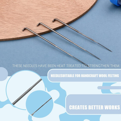 Felting Needle Kit with Wooden Handle, 3 Sizes Needles, MultiNeedle Capability and Storage Box 1