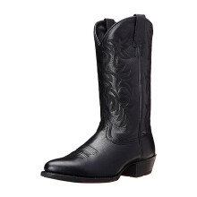 Men's Western Cowboy Boots Pointed Toe Embroidered Wide Calf Comfort Black Size 12 UK