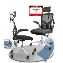 Ergonomic office chair, swivel desk chair, mesh, home office, flip up armrests, adjustable lumbar support, 135 degree recline - CLOUVOU SmartSeat