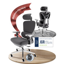 Heavy duty ergonomic office chair, extra wide, 200kg, 5D armrests, 3D headrest, adjustable lumbar support - CLOUVOU PowerSeat