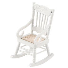 Sedia a dondolo in miniatura per casa delle bambole1 1/2 Accessori per mobili in legno Sedia in legno di betulla dal colore retrò e semplice