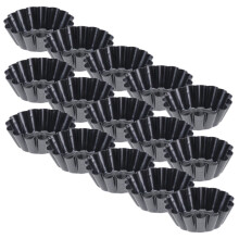 15Pcs Carbon Steel Egg Tart Molds with NonStick Muffin Cups, Even Heat Baking for Home and Bakery