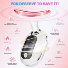 Neck Face Lifting Massager Skin Tighten Device LED and Anti Wrinkle Double Chin