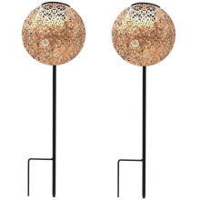 2er-Set solarbetriebene Gartenstecker - LUMISKY - AGADIR - H45 cm - Orientalischer Stil - Warmweißes LED