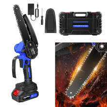 (1 Battery) 6Inch Chainsaw Brushless Cordless Battery Saw for Tree Branches, Garden Cutting, Courtyard & Household with Safety Lock Chains and Carry Case
