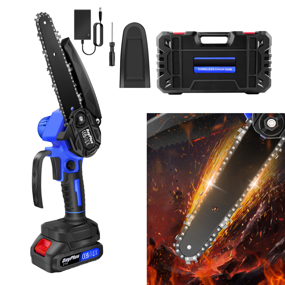 Youseahome (1 Battery) 6Inch Chainsaw Brushless Cordless Battery Saw For Tree Branches, Garden Cutting, Courtyard & Household With Safety Lock Chains And Carry C