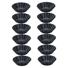 12pcs Carbon Steel Egg Tart Molds NonStick Easy Release Chrysanthemum Baking Cups for Kitchen