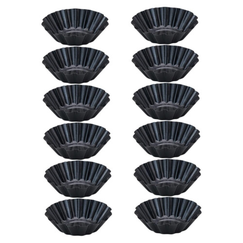 12pcs Carbon Steel Egg Tart Molds NonStick Easy Release Chrysanthemum Baking Cups for Kitchen
