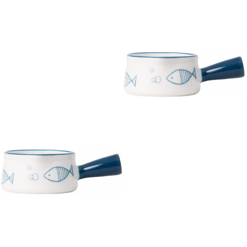 2Pcs Blue Ceramic Milk Jug Small Sauce Dish for Coffee Tea Storage 2