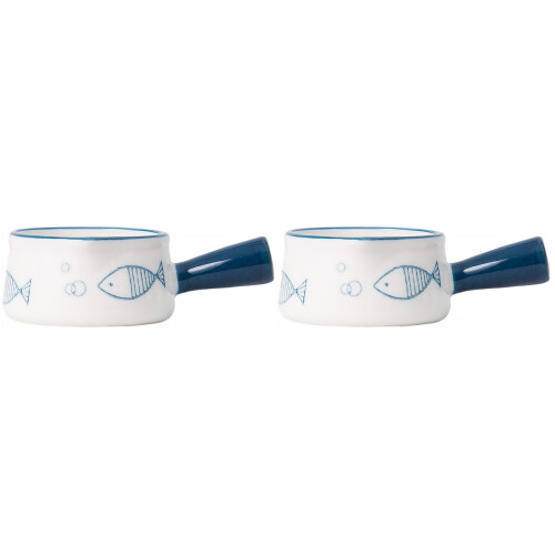 2Pcs Blue Ceramic Milk Jug Small Sauce Dish for Coffee Tea Storage 1