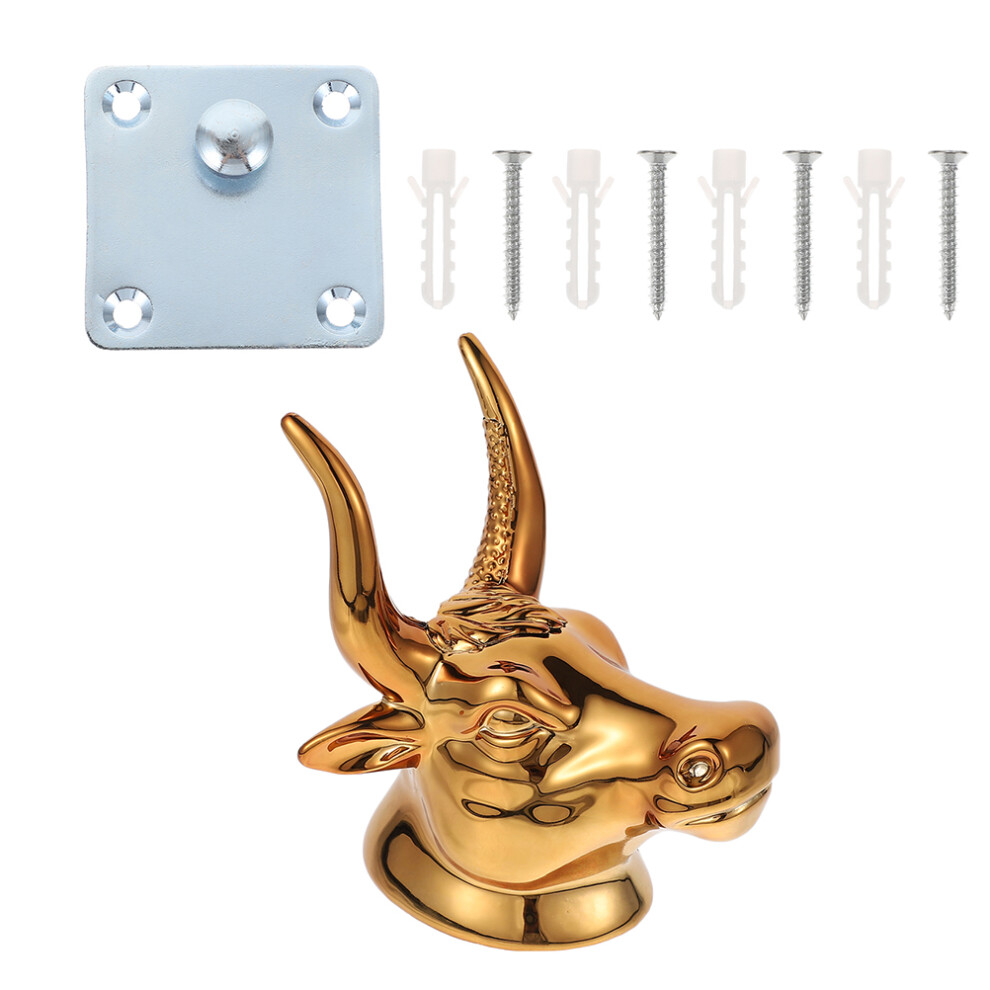 4Pcs Iron Wall Hooks Golden Cow Head Decorative Coat And Towel Hangers 3621985712305