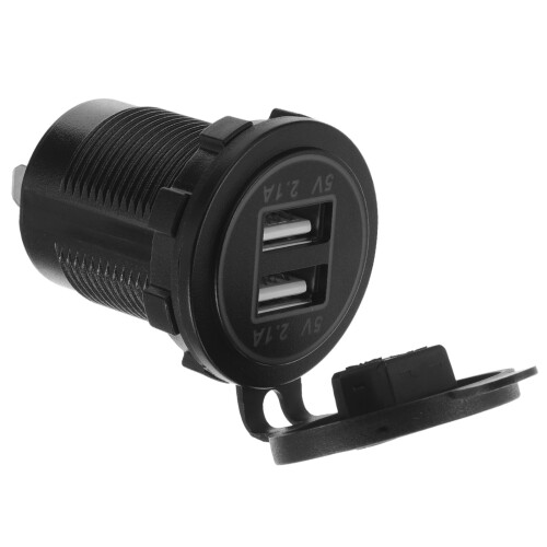 4Pcs Multifunctional Motorcycle USB Chargers Dual USB Waterproof Black 2