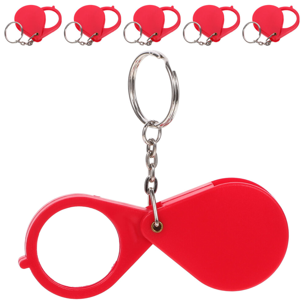 Ohphcall Red 12Pcs Ergonomic Pocket Magnifier Keychain For Kids And Jewelry