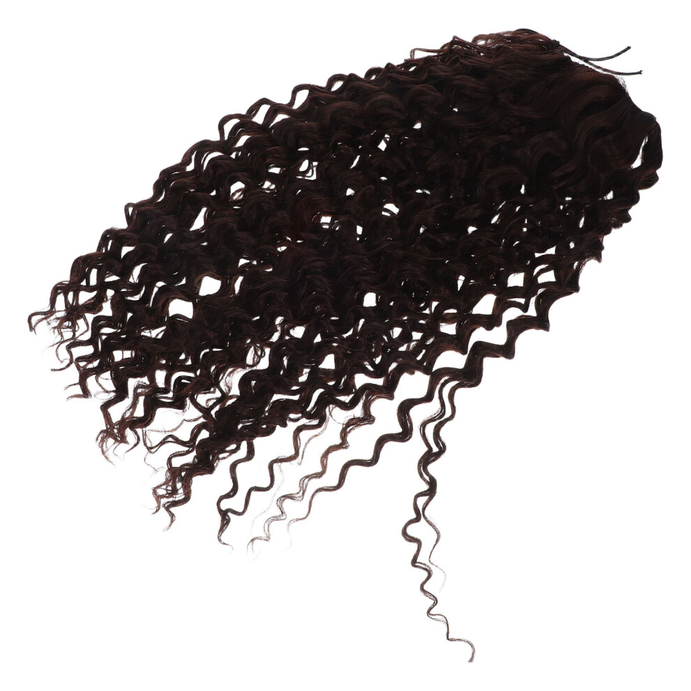 Ohphcall Unisex Brown 5Pcs Realistic Curly Afro Ponytail Extension Coffee Drawstring Design