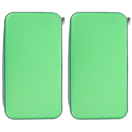 2Pcs Green Cd Disc Storage Holder Zippered Car Case 80-Disc Capacity 2