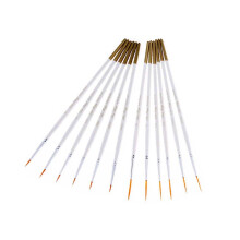 6Sets Nail Art Brushes White Nylon Fine Detail Miniature Painting Pens