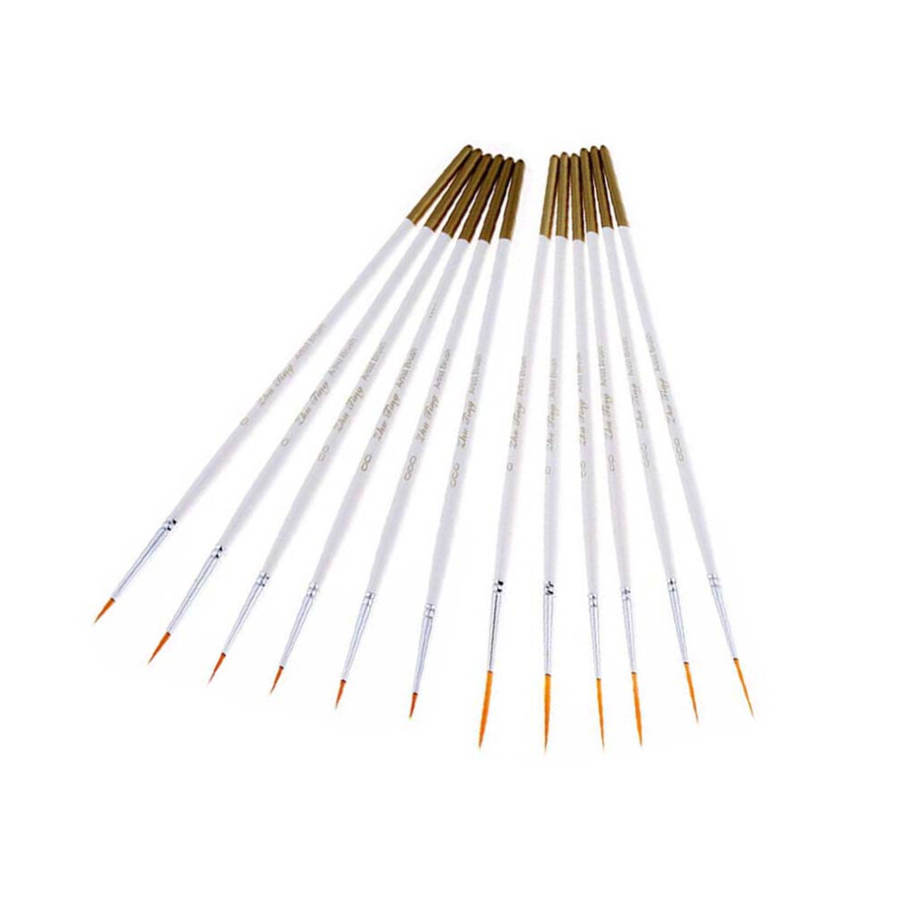 Happyyami White 6Sets Nail Art Brushes Nylon Fine Detail Miniature Painting Pens
