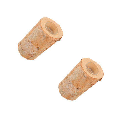 2Sets Light Brown Rustic Wood Candle Holders Tea Light Table Display 2