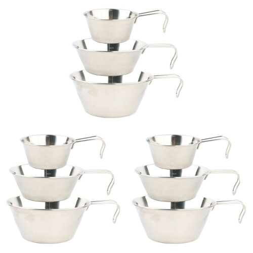 9Pcs Compact Silver Stainless Steel Dinner Bowls Portable for Bbq Use 1