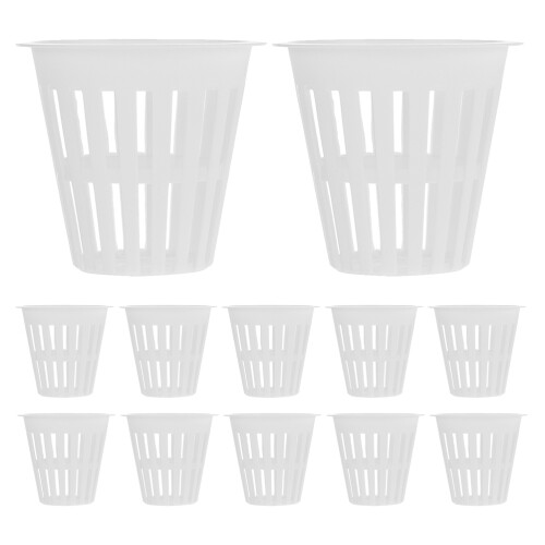 36Pcs Plastic Hydroponic Basket Pots White Mesh Cups for Garden Plants