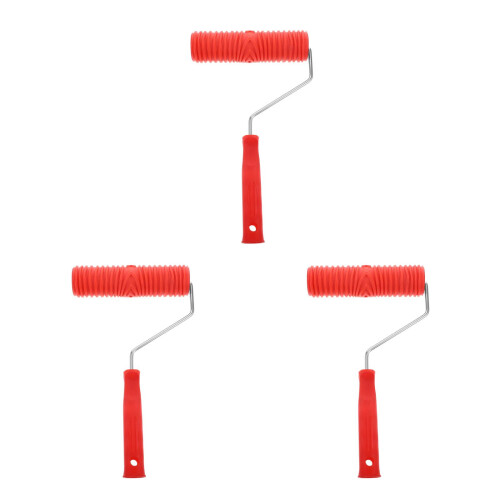 3Pcs Multi-Layer Coating Painting Roller Red Plastic Handle Wall Tool 2