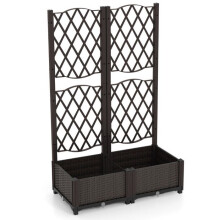 Jardinière avec treillis double bac auto-arrosage 80 x 40 x 122 cm design rustique en